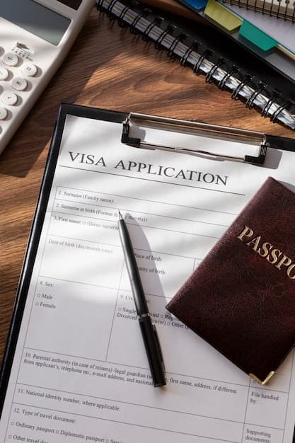 Visa application materials laid out